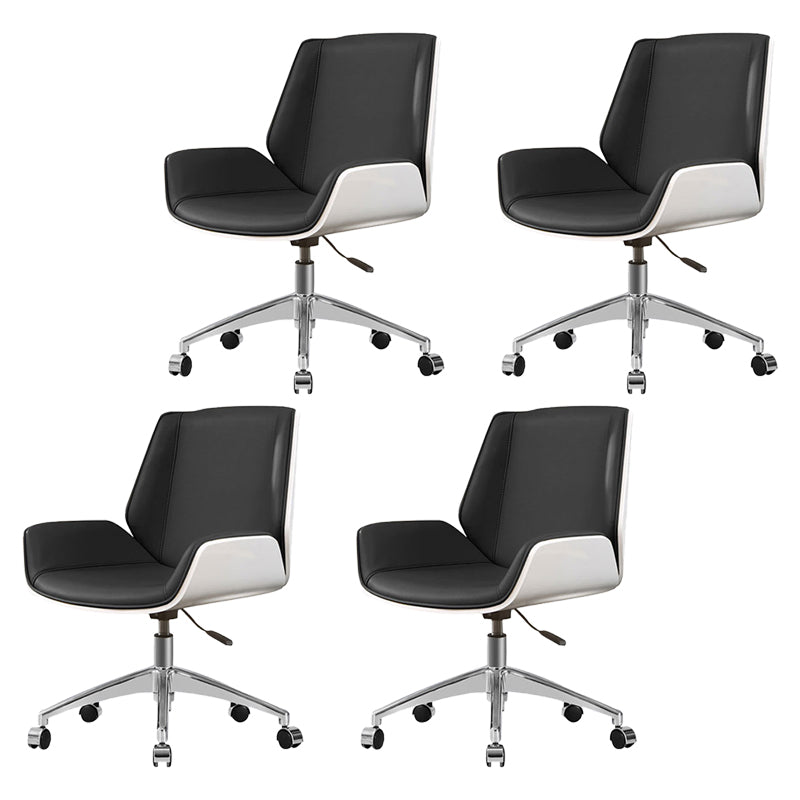 Armless Desk Chair Slide Modern Adjustable Seat Height Chair with Wheels Black White 4 Piece Set Clearhalo 'furn' 'furn_office_chair' 'Furniture' 'Office Chairs' 'Office Furniture' 'office_chair' 6946894
