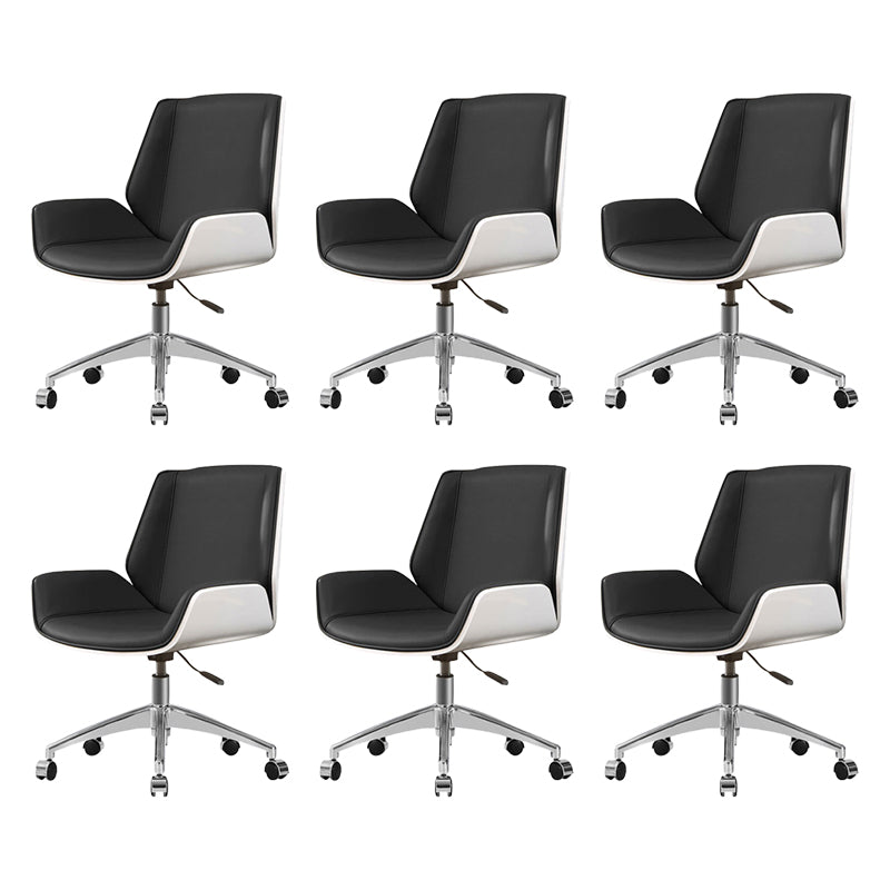 Armless Desk Chair Slide Modern Adjustable Seat Height Chair with Wheels Black White 6 Piece Set Clearhalo 'furn' 'furn_office_chair' 'Furniture' 'Office Chairs' 'Office Furniture' 'office_chair' 6946895