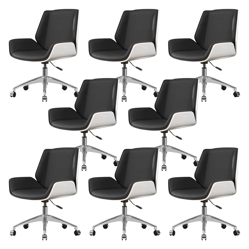 Armless Desk Chair Slide Modern Adjustable Seat Height Chair with Wheels Black White 8 Piece Set Clearhalo 'furn' 'furn_office_chair' 'Furniture' 'Office Chairs' 'Office Furniture' 'office_chair' 6946896