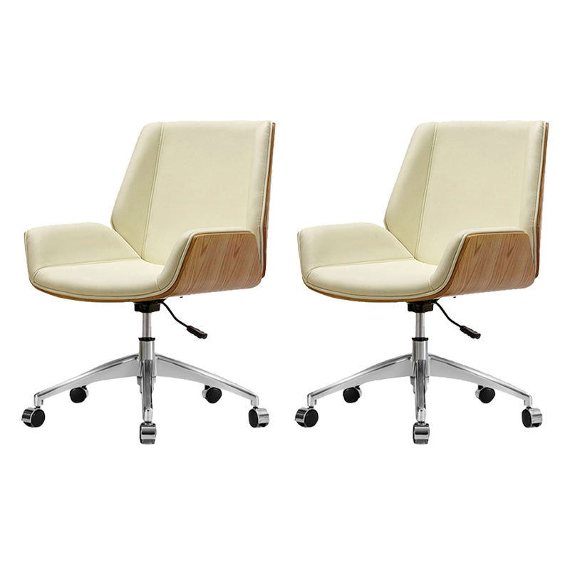 Armless Desk Chair Slide Modern Adjustable Seat Height Chair with Wheels Beige 2 Piece Set Clearhalo 'furn' 'furn_office_chair' 'Furniture' 'Office Chairs' 'Office Furniture' 'office_chair' 6946898