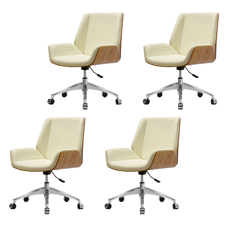 Armless Desk Chair Slide Modern Adjustable Seat Height Chair with Wheels Beige 4 Piece Set Clearhalo 'furn' 'furn_office_chair' 'Furniture' 'Office Chairs' 'Office Furniture' 'office_chair' 6946899