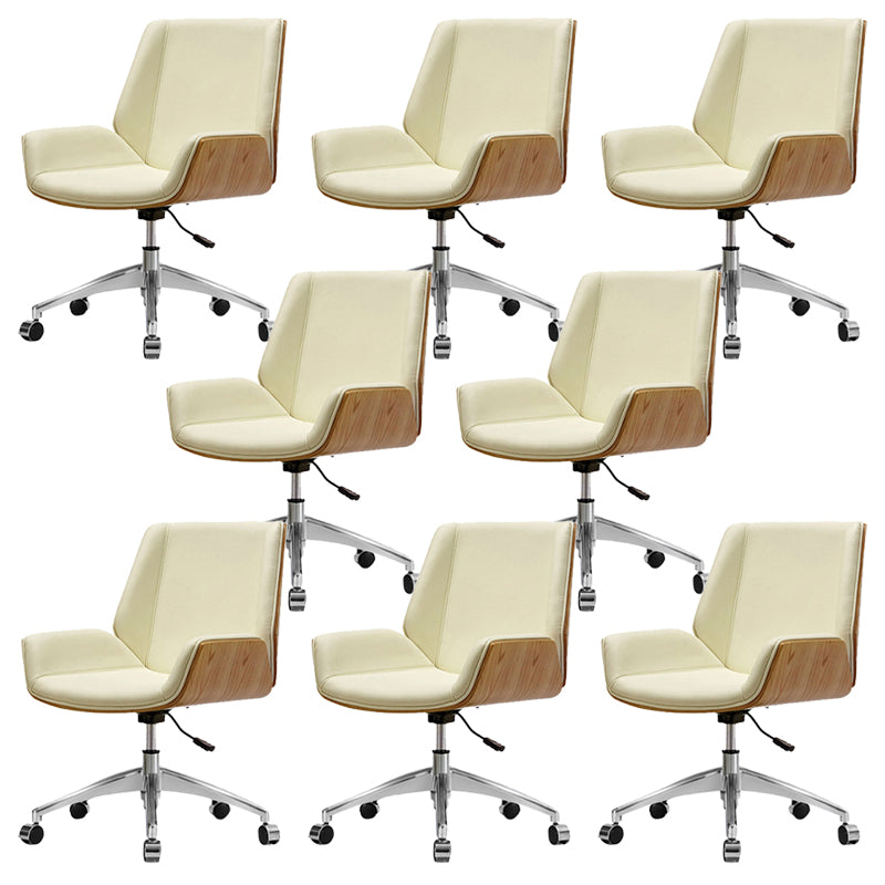 Armless Desk Chair Slide Modern Adjustable Seat Height Chair with Wheels Beige 8 Piece Set Clearhalo 'furn' 'furn_office_chair' 'Furniture' 'Office Chairs' 'Office Furniture' 'office_chair' 6946901