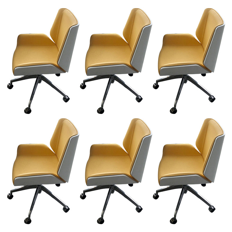 Armless Desk Chair Slide Modern Adjustable Seat Height Chair with Wheels Yellow 6 Piece Set Clearhalo 'furn' 'furn_office_chair' 'Furniture' 'Office Chairs' 'Office Furniture' 'office_chair' 6946905