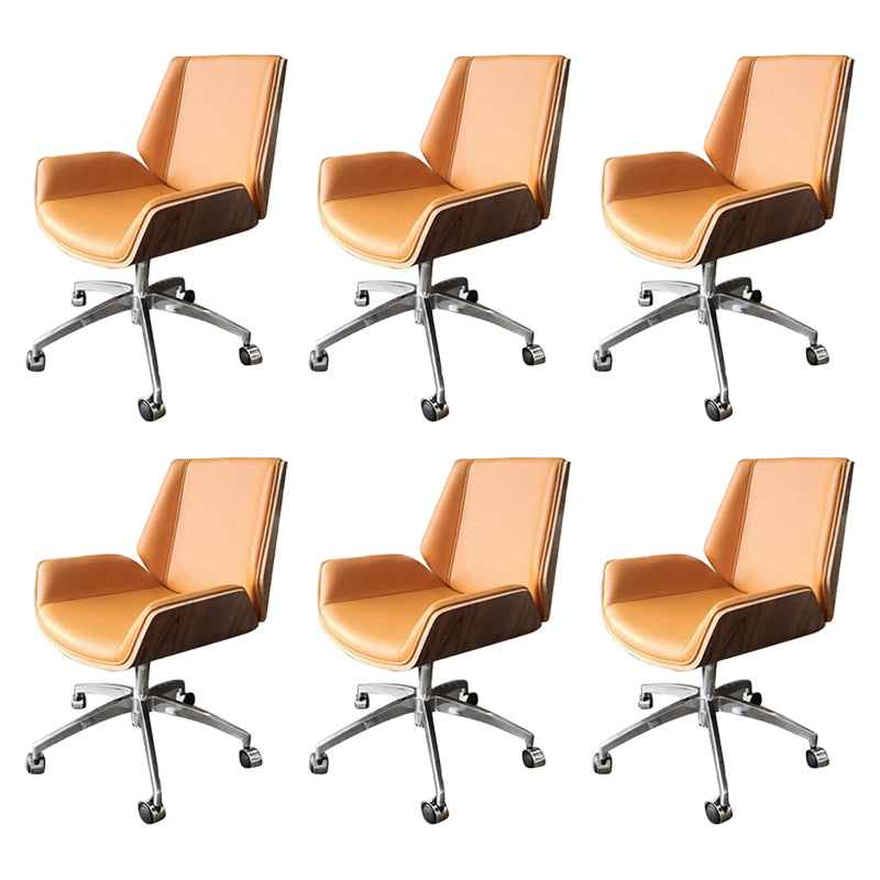 Armless Desk Chair Slide Modern Adjustable Seat Height Chair with Wheels Dark Yellow 6 Piece Set Clearhalo 'furn' 'furn_office_chair' 'Furniture' 'Office Chairs' 'Office Furniture' 'office_chair' 6946910
