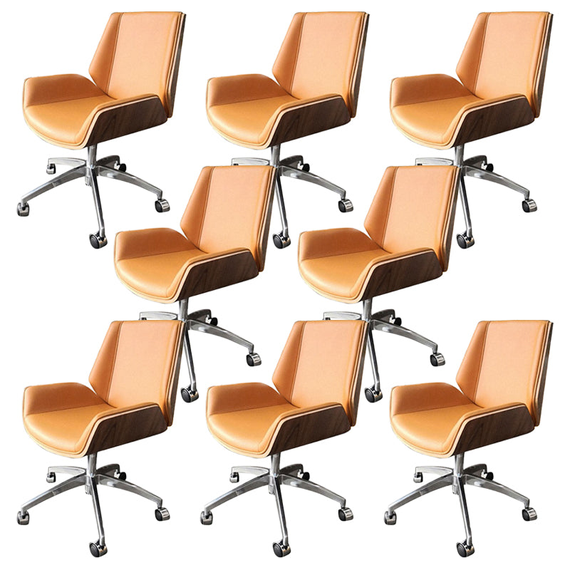 Armless Desk Chair Slide Modern Adjustable Seat Height Chair with Wheels Dark Yellow 8 Piece Set Clearhalo 'furn' 'furn_office_chair' 'Furniture' 'Office Chairs' 'Office Furniture' 'office_chair' 6946911