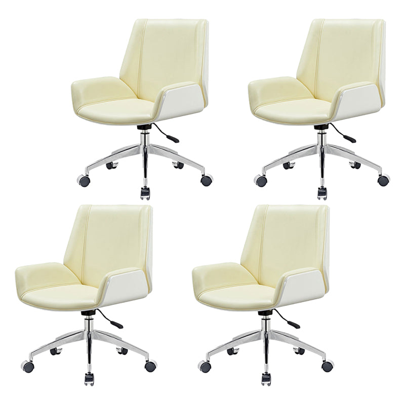 Armless Desk Chair Slide Modern Adjustable Seat Height Chair with Wheels Yellow White 4 Piece Set Clearhalo 'furn' 'furn_office_chair' 'Furniture' 'Office Chairs' 'Office Furniture' 'office_chair' 6946914