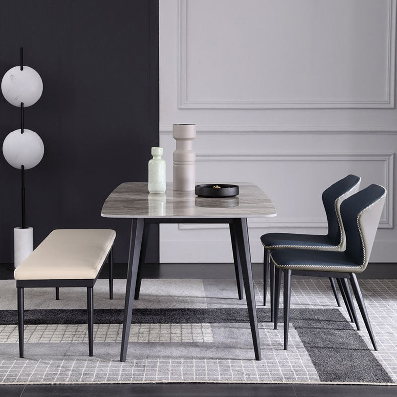 Panca imbottita contemporanea panca da casa rettangolo con gambe metalliche