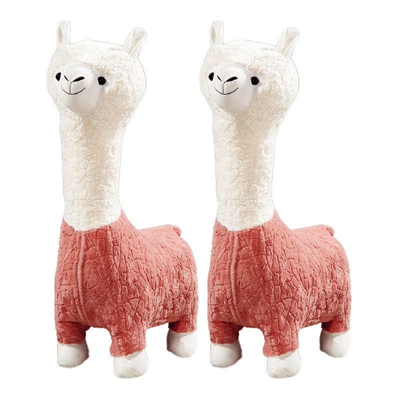 Plush Standard Stool Modern Simple Children's Alpaca Animal Stool Pink 2 Piece Set Clearhalo 'furn' 'furn_ottomans_poufs' 'Furniture' 'Living Room Furniture' 'Ottomans & Poufs' 'ottomans_poufs' 6947713