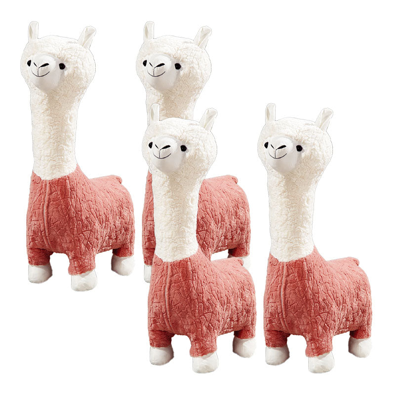 Plush Standard Stool Modern Simple Children's Alpaca Animal Stool Pink 4 Piece Set Clearhalo 'furn' 'furn_ottomans_poufs' 'Furniture' 'Living Room Furniture' 'Ottomans & Poufs' 'ottomans_poufs' 6947715