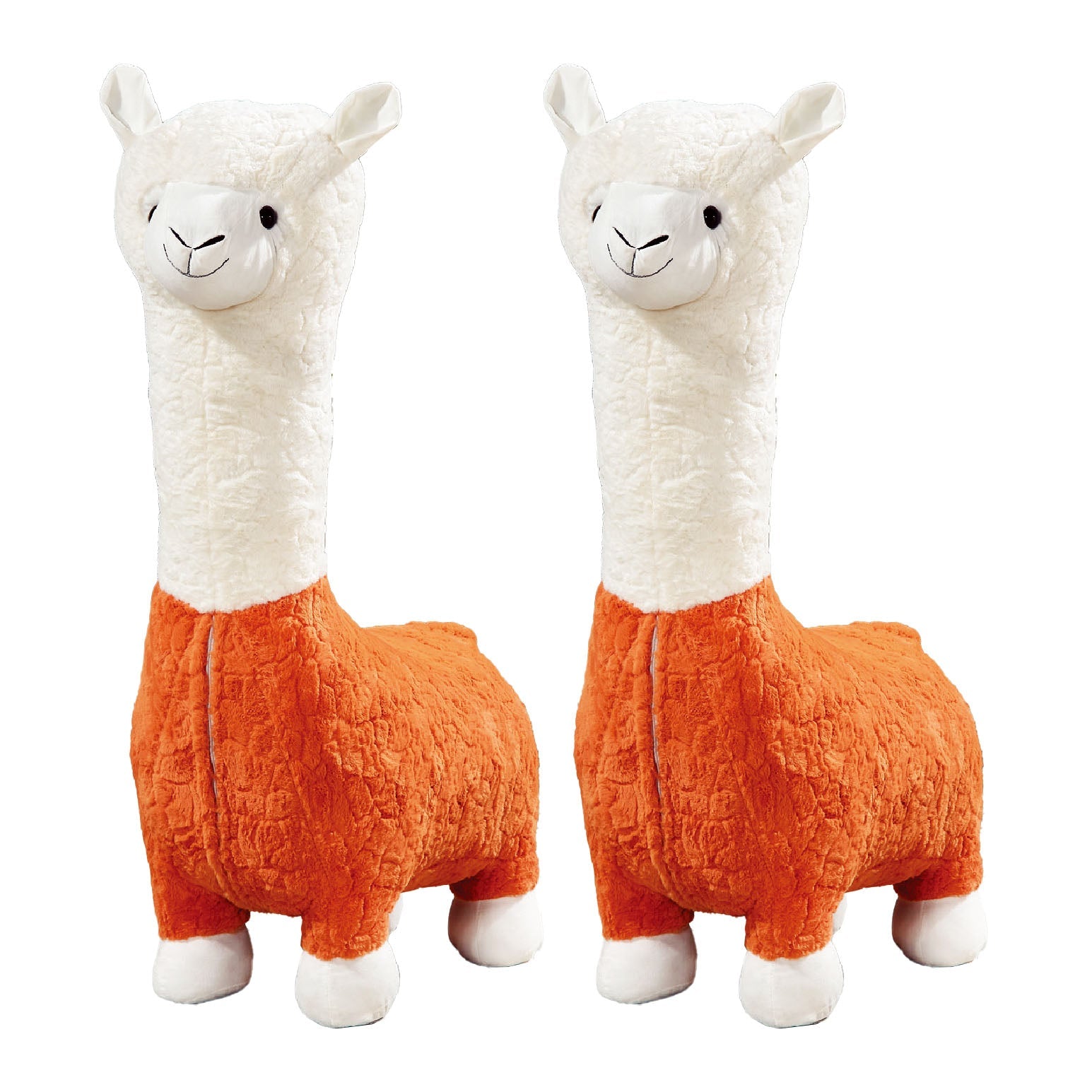 Plush Standard Stool Modern Simple Children's Alpaca Animal Stool Orange 2 Piece Set Clearhalo 'furn' 'furn_ottomans_poufs' 'Furniture' 'Living Room Furniture' 'Ottomans & Poufs' 'ottomans_poufs' 6947730