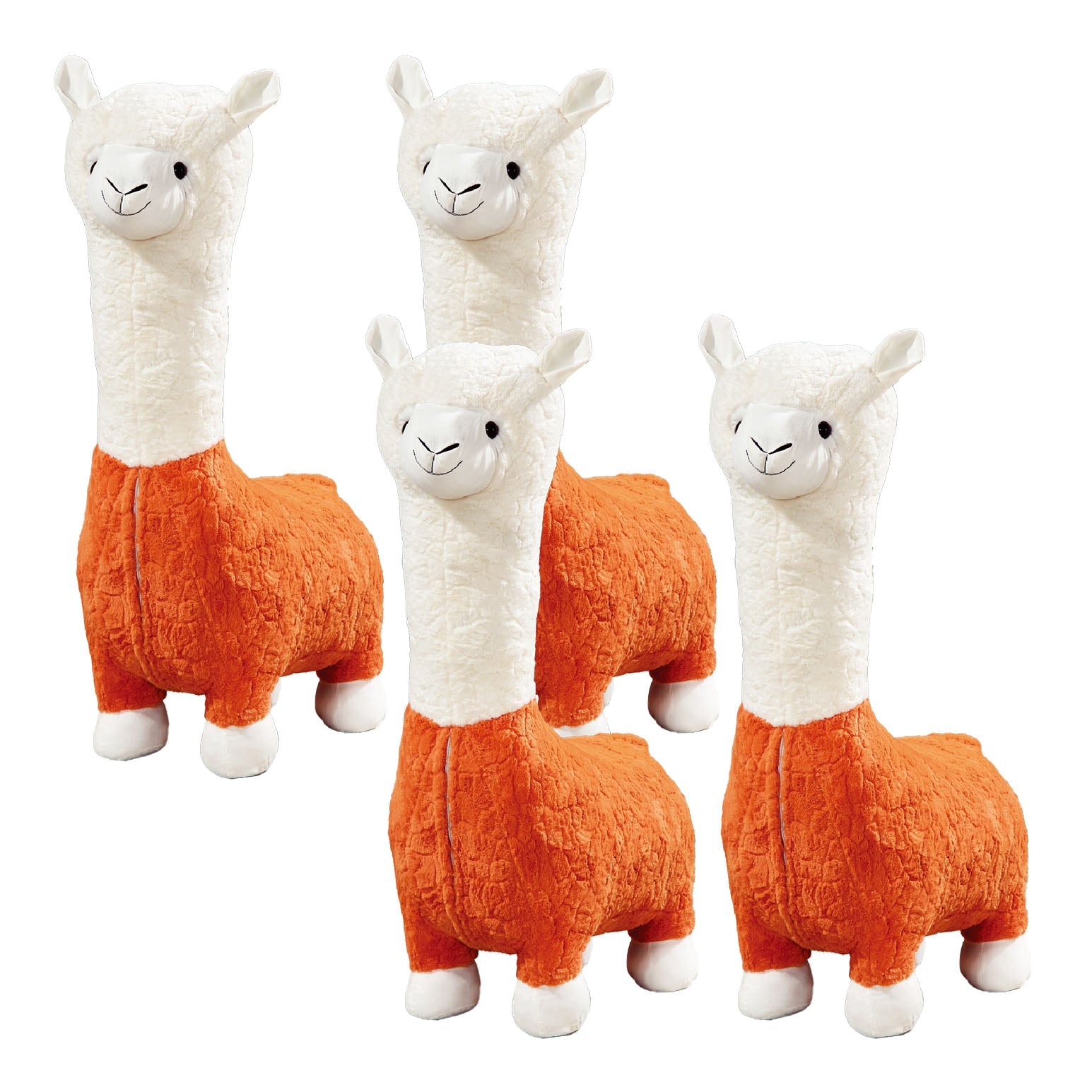 Plush Standard Stool Modern Simple Children's Alpaca Animal Stool Orange 4 Piece Set Clearhalo 'furn' 'furn_ottomans_poufs' 'Furniture' 'Living Room Furniture' 'Ottomans & Poufs' 'ottomans_poufs' 6947732