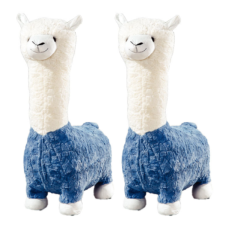 Plush Standard Stool Modern Simple Children's Alpaca Animal Stool Blue 2 Piece Set Clearhalo 'furn' 'furn_ottomans_poufs' 'Furniture' 'Living Room Furniture' 'Ottomans & Poufs' 'ottomans_poufs' 6947735