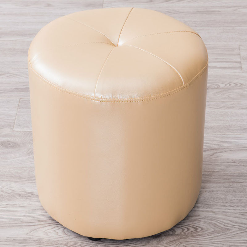 Genuine Leather Standard Stool Modern Style Simple Round Stool Champagne 1 Piece Clearhalo 'furn' 'furn_ottomans_poufs' 'Furniture' 'Living Room Furniture' 'Ottomans & Poufs' 'ottomans_poufs' 6947763