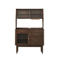 Contemporary China Cabinet Wooden Glass Doors Dining Hutch with Drawers 39"L x 16"W x 65"H Nut-Brown Clearhalo 'Display & China Cabinets' 'display_china_cabinets' 'furn' 'furn_display_china_cabinets' 'Furniture' 'Kitchen & Dining Furniture' 6949449