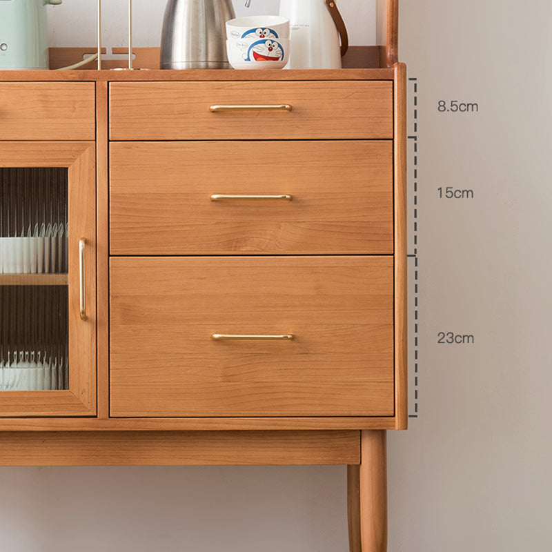 Contemporary China Cabinet Wooden Glass Doors Dining Hutch with Drawers Clearhalo 'Display & China Cabinets' 'display_china_cabinets' 'furn' 'furn_display_china_cabinets' 'Furniture' 'Kitchen & Dining Furniture' 6949453