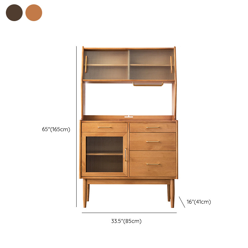 Contemporary China Cabinet Wooden Glass Doors Dining Hutch with Drawers Clearhalo 'Display & China Cabinets' 'display_china_cabinets' 'furn' 'furn_display_china_cabinets' 'Furniture' 'Kitchen & Dining Furniture' 6949461