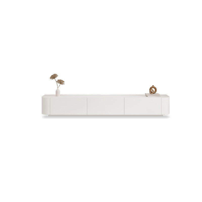 Consola multimedia moderna de madera de ingeniería, consola de TV blanca con 3 cajones
