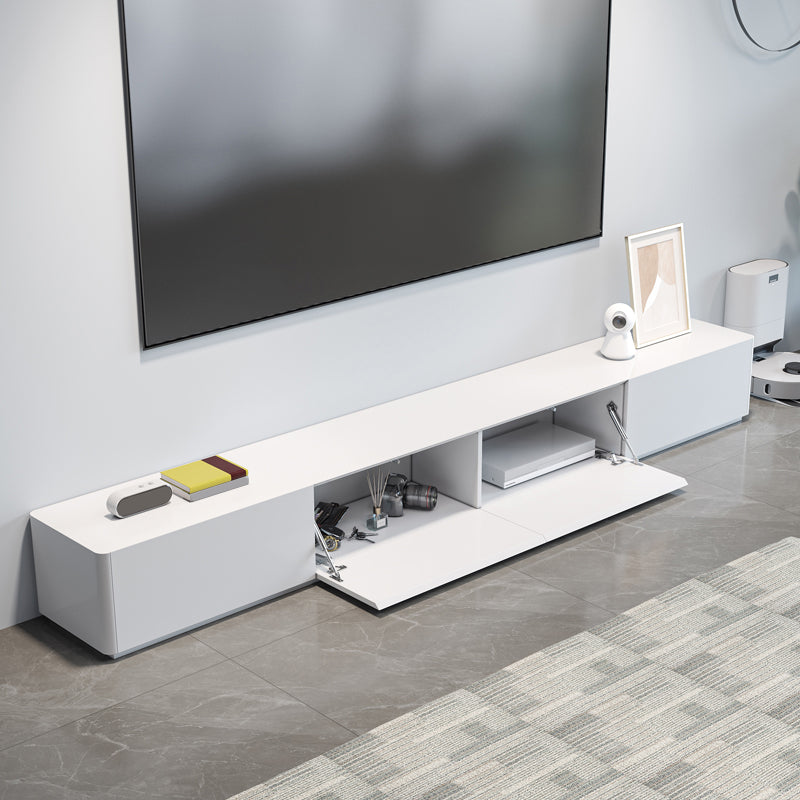 White Engineered Wood TV Console Contemporary Cable Management Media Console Clearhalo 'furn' 'furn_tv_stands_entertainment_centers' 'Furniture' 'Living Room Furniture' 'TV Stands & Entertainment Centers' 'TV Stands & Media Storage Furniture' 'tv_stands_entertainment_centers' 6949559