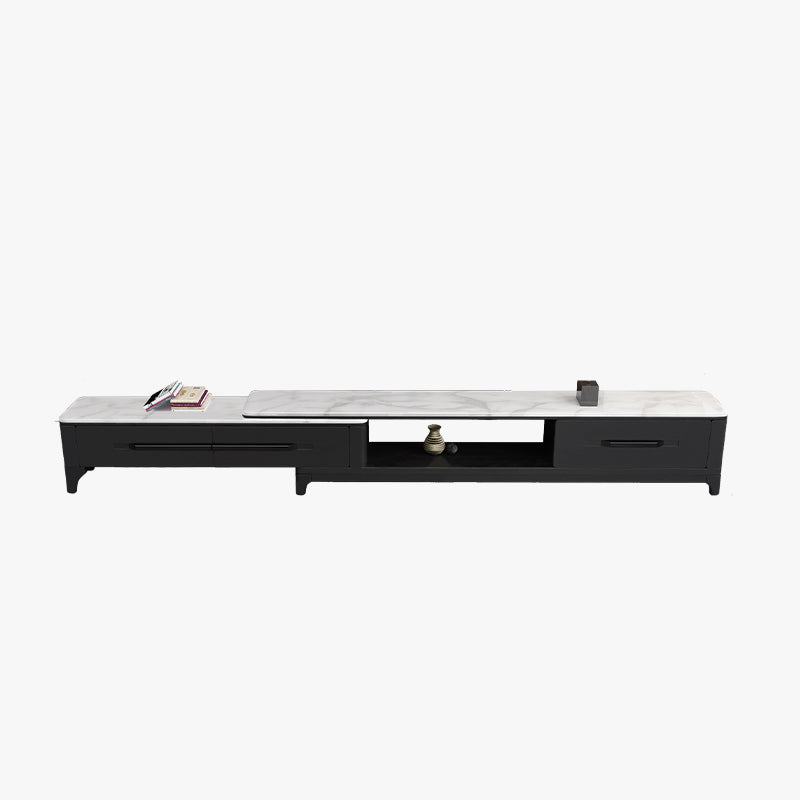 2 Drawers TV Console Modern Stone Media Console with Splayed Wooden Legs 67"L x 13"W x 17"H Black Clearhalo 'furn' 'furn_tv_stands_entertainment_centers' 'Furniture' 'Living Room Furniture' 'TV Stands & Entertainment Centers' 'TV Stands & Media Storage Furniture' 'tv_stands_entertainment_centers' 6949572
