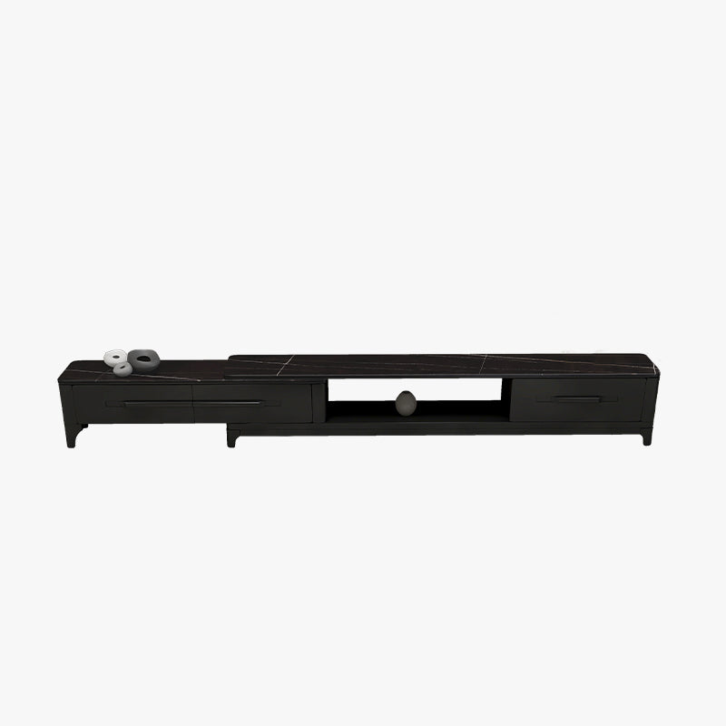 2 Drawers TV Console Modern Stone Media Console with Splayed Wooden Legs 75"L x 13"W x 17"H Black Clearhalo 'furn' 'furn_tv_stands_entertainment_centers' 'Furniture' 'Living Room Furniture' 'TV Stands & Entertainment Centers' 'TV Stands & Media Storage Furniture' 'tv_stands_entertainment_centers' 6949579