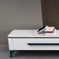 2 Drawers TV Console Modern Stone Media Console with Splayed Wooden Legs Clearhalo 'furn' 'furn_tv_stands_entertainment_centers' 'Furniture' 'Living Room Furniture' 'TV Stands & Entertainment Centers' 'TV Stands & Media Storage Furniture' 'tv_stands_entertainment_centers' 6949583