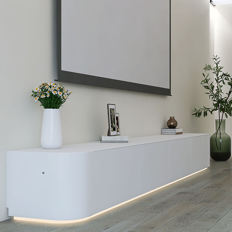 Faux Wood White Media Console Modern Cable Management TV Console Clearhalo 'furn' 'furn_tv_stands_entertainment_centers' 'Furniture' 'Living Room Furniture' 'TV Stands & Entertainment Centers' 'TV Stands & Media Storage Furniture' 'tv_stands_entertainment_centers' 6949594