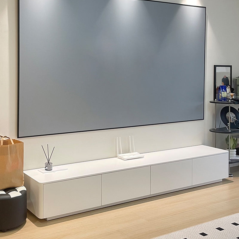 White TV Console Modern Cable Management Engineered Wood Media Console Clearhalo 'furn' 'furn_tv_stands_entertainment_centers' 'Furniture' 'Living Room Furniture' 'TV Stands & Entertainment Centers' 'TV Stands & Media Storage Furniture' 'tv_stands_entertainment_centers' 6949606
