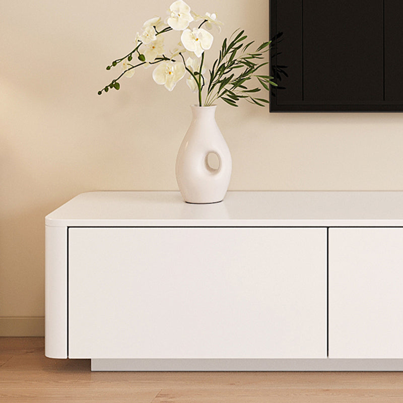 White TV Console Modern Cable Management Engineered Wood Media Console Clearhalo 'furn' 'furn_tv_stands_entertainment_centers' 'Furniture' 'Living Room Furniture' 'TV Stands & Entertainment Centers' 'TV Stands & Media Storage Furniture' 'tv_stands_entertainment_centers' 6949622