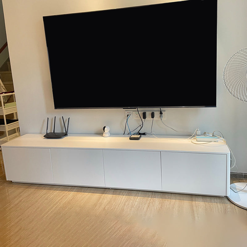 White TV Console Modern Cable Management Engineered Wood Media Console Clearhalo 'furn' 'furn_tv_stands_entertainment_centers' 'Furniture' 'Living Room Furniture' 'TV Stands & Entertainment Centers' 'TV Stands & Media Storage Furniture' 'tv_stands_entertainment_centers' 6949623