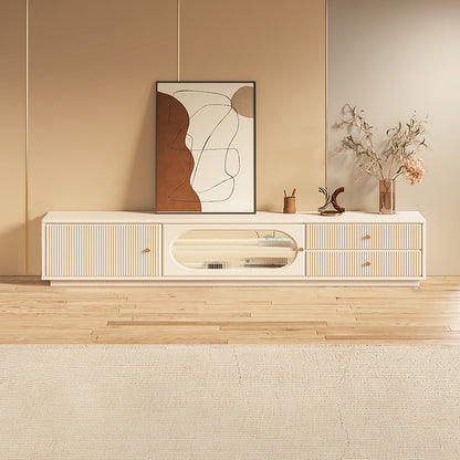 Console TV bianca per la gestione dei cavi Console multimediale moderna in legno ingegnerizzato