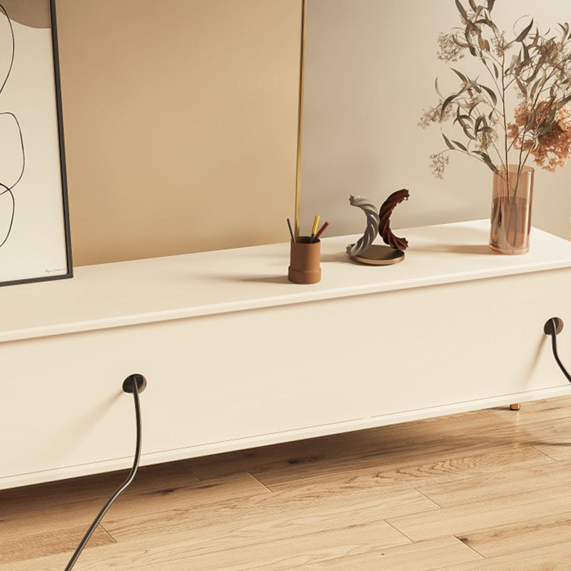 Console TV bianca per la gestione dei cavi Console multimediale moderna in legno ingegnerizzato