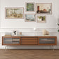 Scandinavian TV Stand Console Solid Wood TV Console for Living Room 87"L x 15"W x 21"H Brown Clearhalo 'furn' 'furn_tv_stands_entertainment_centers' 'Furniture' 'Living Room Furniture' 'TV Stands & Entertainment Centers' 'TV Stands & Media Storage Furniture' 'tv_stands_entertainment_centers' 6949701
