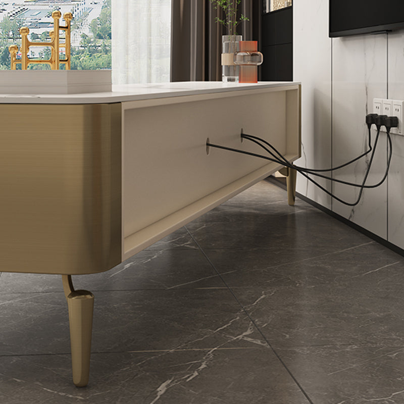 Console multimediale contemporanea Supporto multimediale per TV in pietra con cassetti