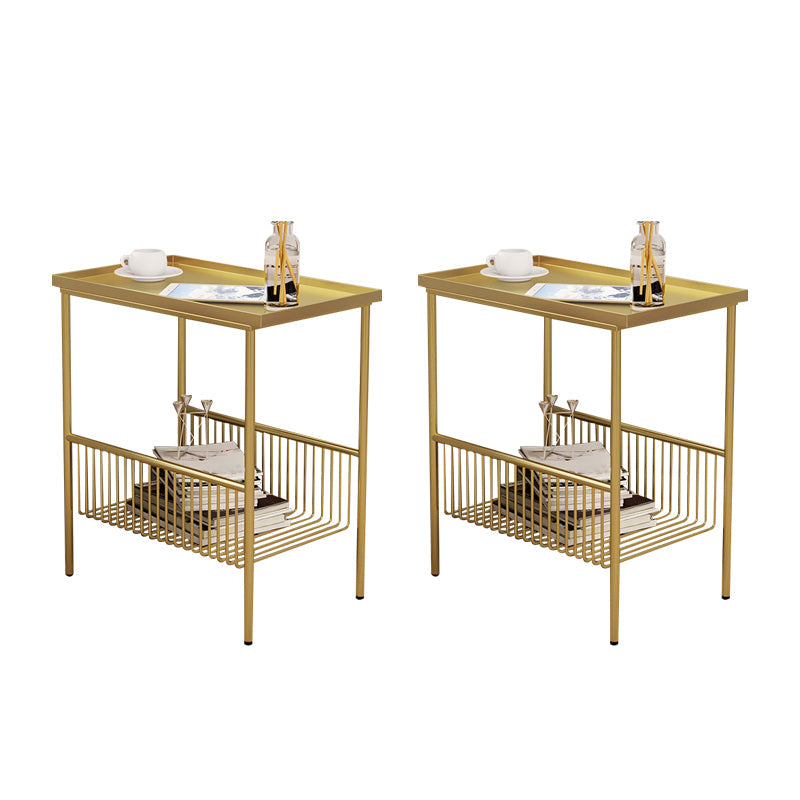 Glam Open Storage Accent Table Nightstand Antique Finish Bed Nightstand with 2 Shelves Gold 2 Piece Set Clearhalo 'Bedroom Furniture' 'furn' 'furn_night_stand' 'Furniture' 'night_stand' 'Nightstands' 6949738