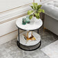 Stone Accent Table Nightstand Open Storage Bedside Cabinet for Bedroom