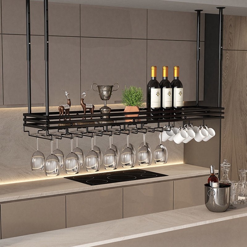 Hanging Wine Rack Metal Wine Bottle & Glass Rack for Dining Room
