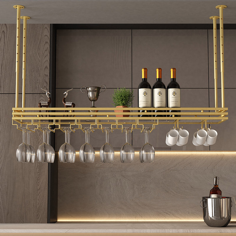 Hanging Wine Rack Metal Wine Bottle & Glass Rack for Dining Room