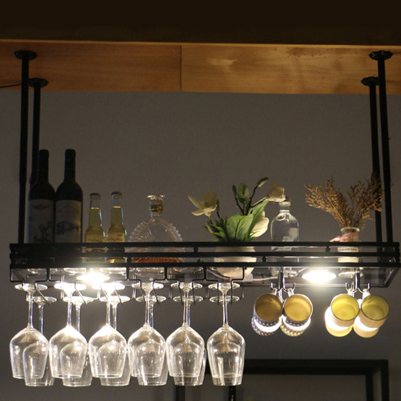 Hangende wijnrek metalen wijnfles en glazen rek voor eetkamer