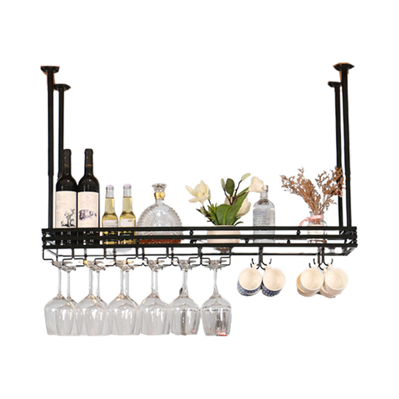 Hanging Wine Rack Metal Wine Bottle & Glass Rack for Dining Room