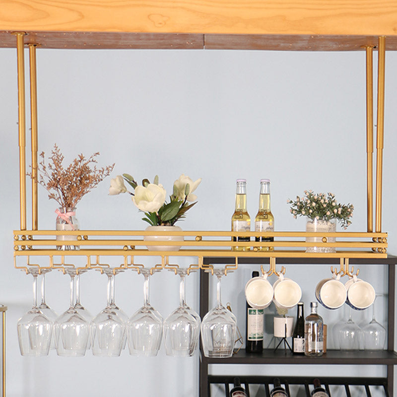 Hanging Wine Rack Metal Wine Bottle & Glass Rack for Dining Room