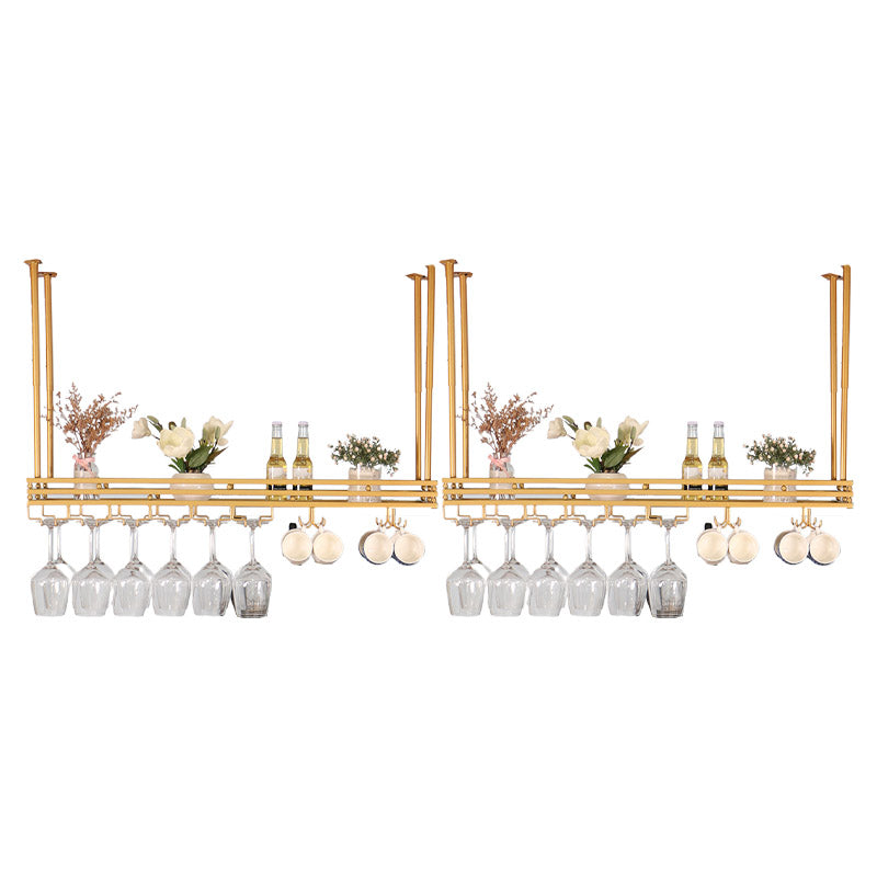 Hanging Wine Rack Metal Wine Bottle & Glass Rack for Dining Room