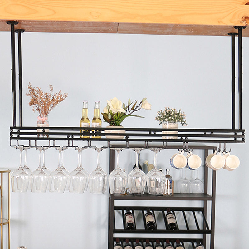 Hanging Wine Rack Metal Wine Bottle & Glass Rack for Dining Room