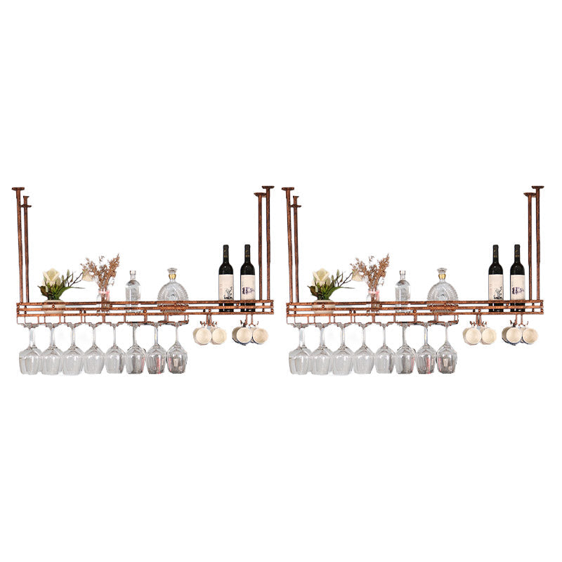Hanging Wine Rack Metal Wine Bottle & Glass Rack for Dining Room
