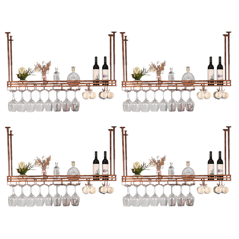 Hanging Wine Rack Metal Wine Bottle & Glass Rack for Dining Room