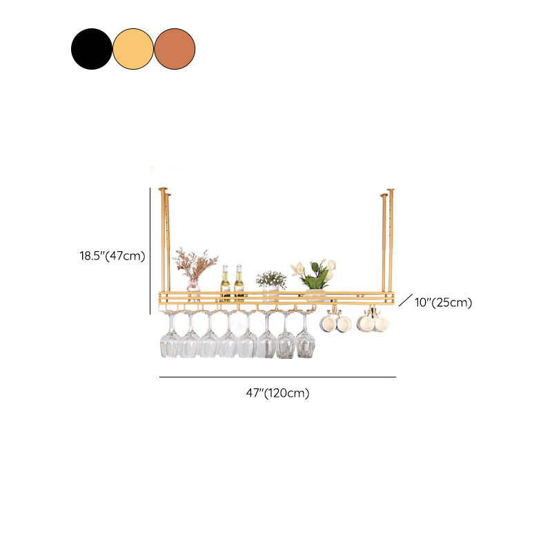 Hanging Wine Rack Metal Wine Bottle & Glass Rack for Dining Room