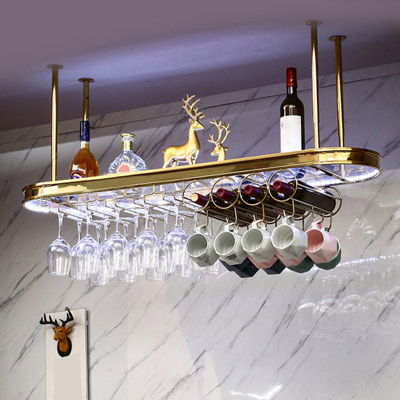 Glam Style Hanging Wine Rack Metal Wine Bottle & Glass Rack for Bar Clearhalo 'furn' 'furn_wine_racks' 'Furniture' 'Kitchen & Dining Furniture' 'Wine Racks' 'wine_racks' 6953536