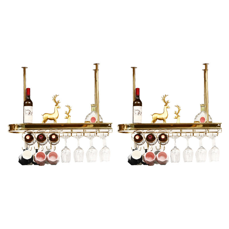 Glam Style Hanging Wine Rack Metal Wine Bottle & Glass Rack for Bar 31.5"L x 12"W x 20"H Brass 2 Piece Set Clearhalo 'furn' 'furn_wine_racks' 'Furniture' 'Kitchen & Dining Furniture' 'Wine Racks' 'wine_racks' 6953541