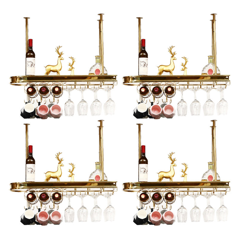 Glam Style Hanging Wine Rack Metal Wine Bottle & Glass Rack for Bar 31.5"L x 12"W x 20"H Brass 4 Piece Set Clearhalo 'furn' 'furn_wine_racks' 'Furniture' 'Kitchen & Dining Furniture' 'Wine Racks' 'wine_racks' 6953544