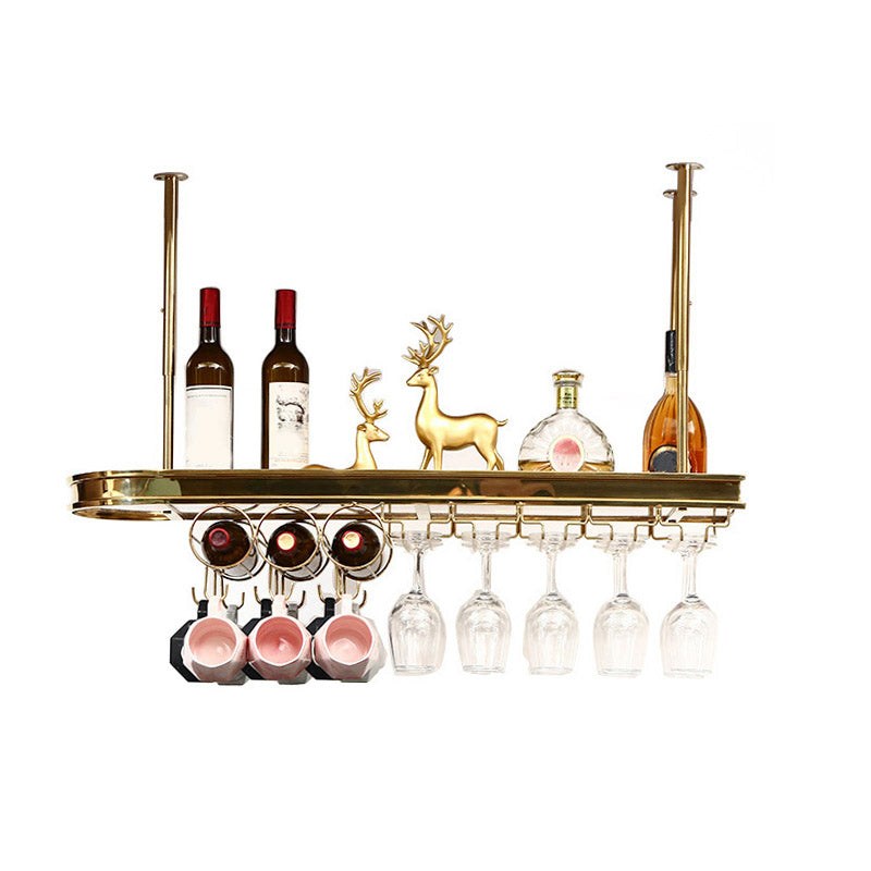 Glam Style Hanging Wine Rack Metal Wine Bottle & Glass Rack for Bar 39"L x 12"W x 20"H Brass 1 Piece Clearhalo 'furn' 'furn_wine_racks' 'Furniture' 'Kitchen & Dining Furniture' 'Wine Racks' 'wine_racks' 6953551
