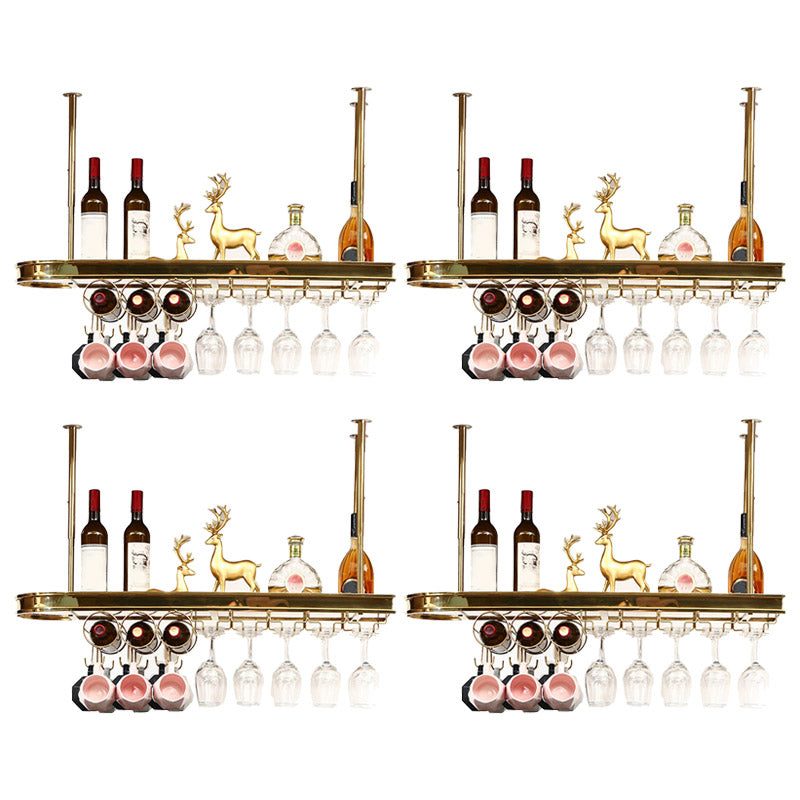 Glam Style Hanging Wine Rack Metal Wine Bottle & Glass Rack for Bar 39"L x 12"W x 20"H Brass 4 Piece Set Clearhalo 'furn' 'furn_wine_racks' 'Furniture' 'Kitchen & Dining Furniture' 'Wine Racks' 'wine_racks' 6953554